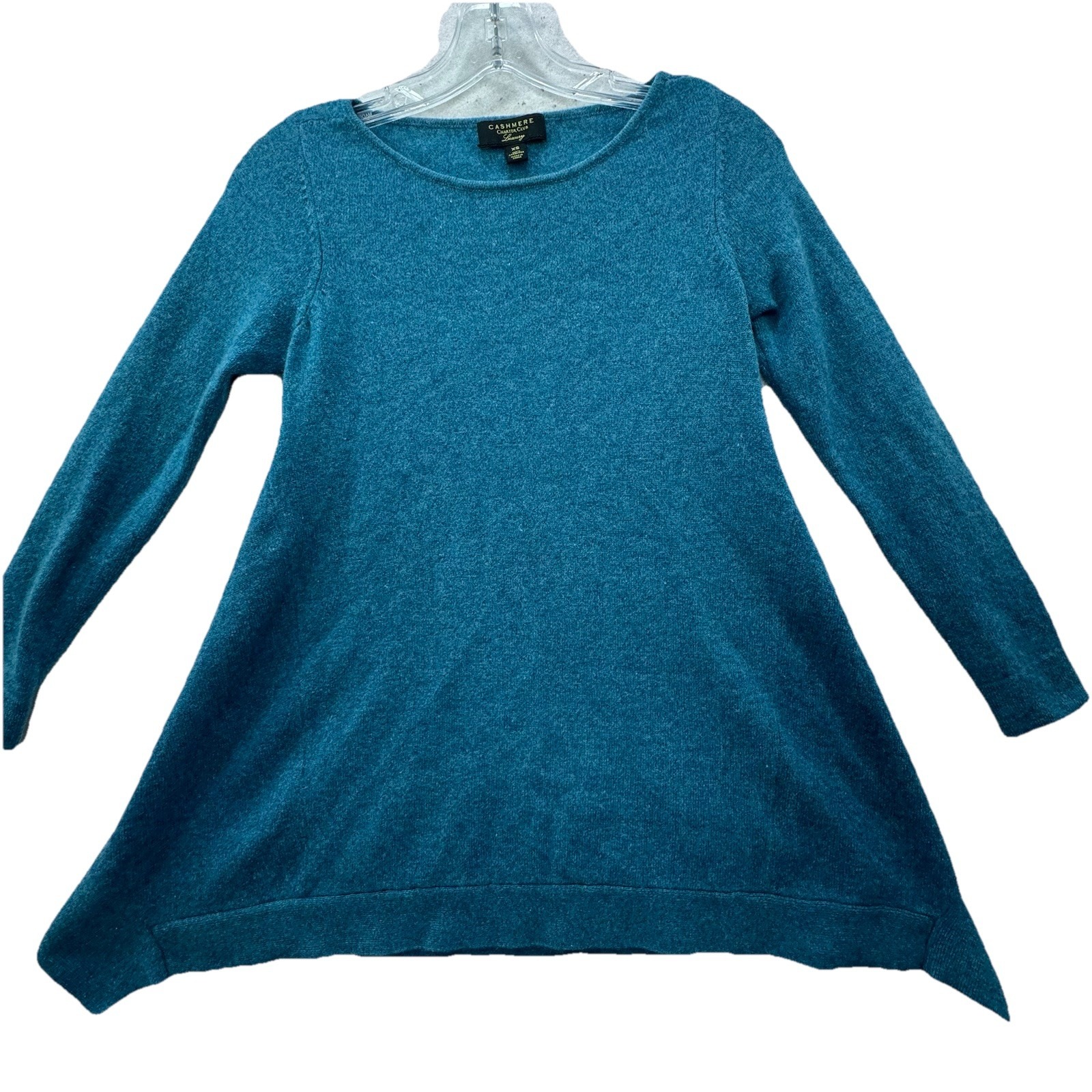 Charter Club Luxury 100% Cashmere Teal Tunic Sweater Size Xs Soft Cozy Stretch